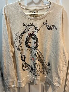 Disney Cream Snow White Pullover Sweatshirt with unique Fairytale Sketch Size2XL
